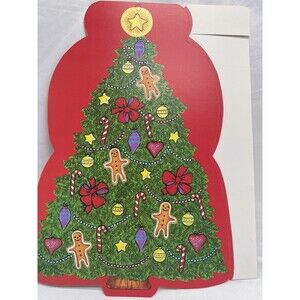 VINTAGE EUREKA CHRISTMAS TREE 2 SIDED DIE CUT NOS 12"X9.5" New
